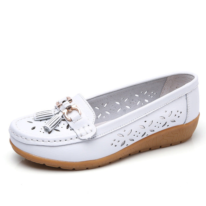 Hochwertige Damen Erbsenslipper in stilvollem Design. Bequeme Mokassins, perfekt als elegante Sommerschuhe für Damen.