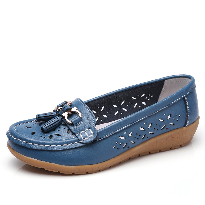 Klassische Damen Erbsenslipper. Komfortable und elegante Damenschuhe, ideal als Freizeitschuh und flache Mokassins.