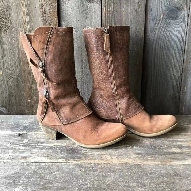 Eleganter Damen Herbststiefel aus Leder, perfekt für stilvolle Outfits in der Übergangszeit.
