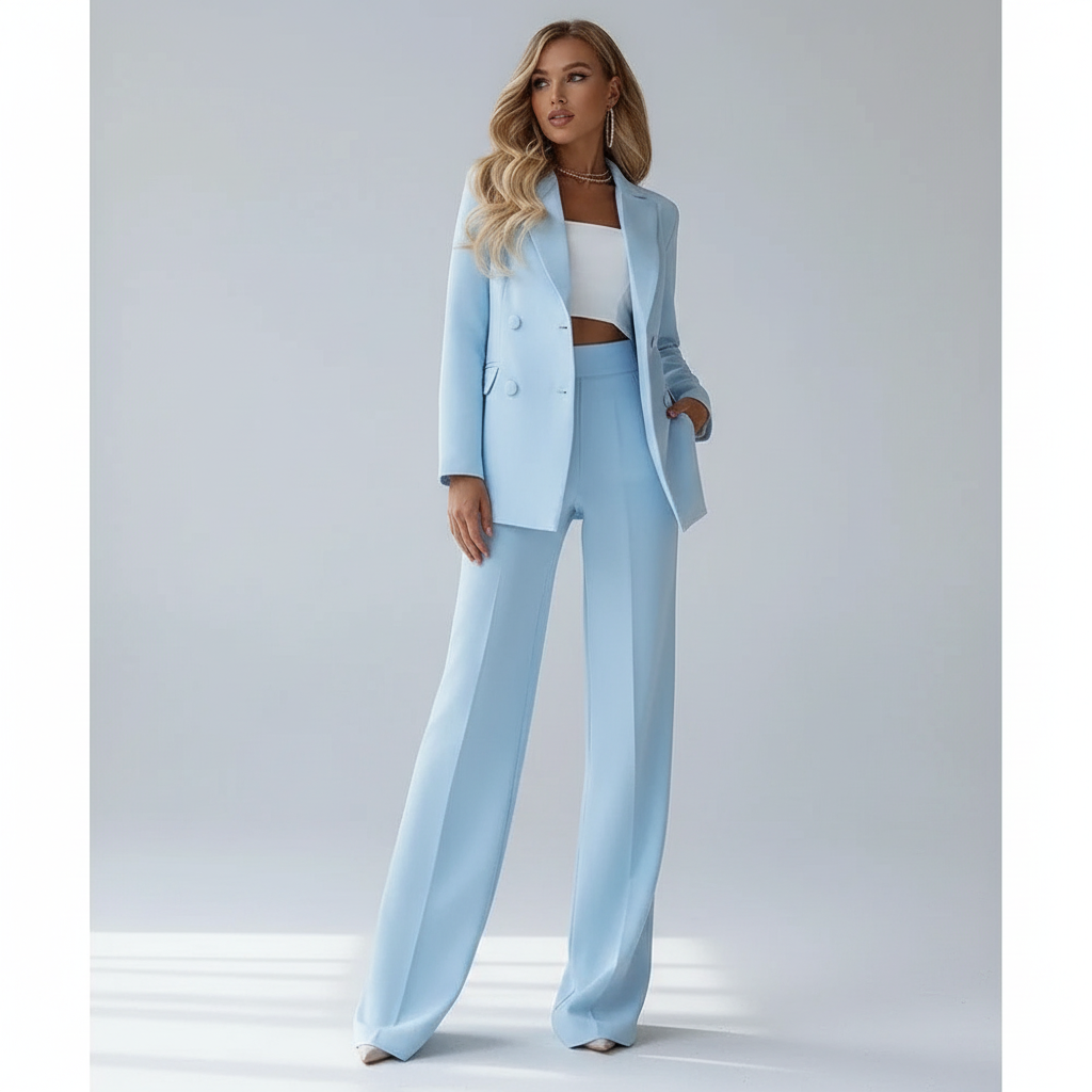 Damen Hosenanzug Set: Eleganter Blazer & Hose für vielseitige, stilvolle Auftritte in Business & Freizeit.