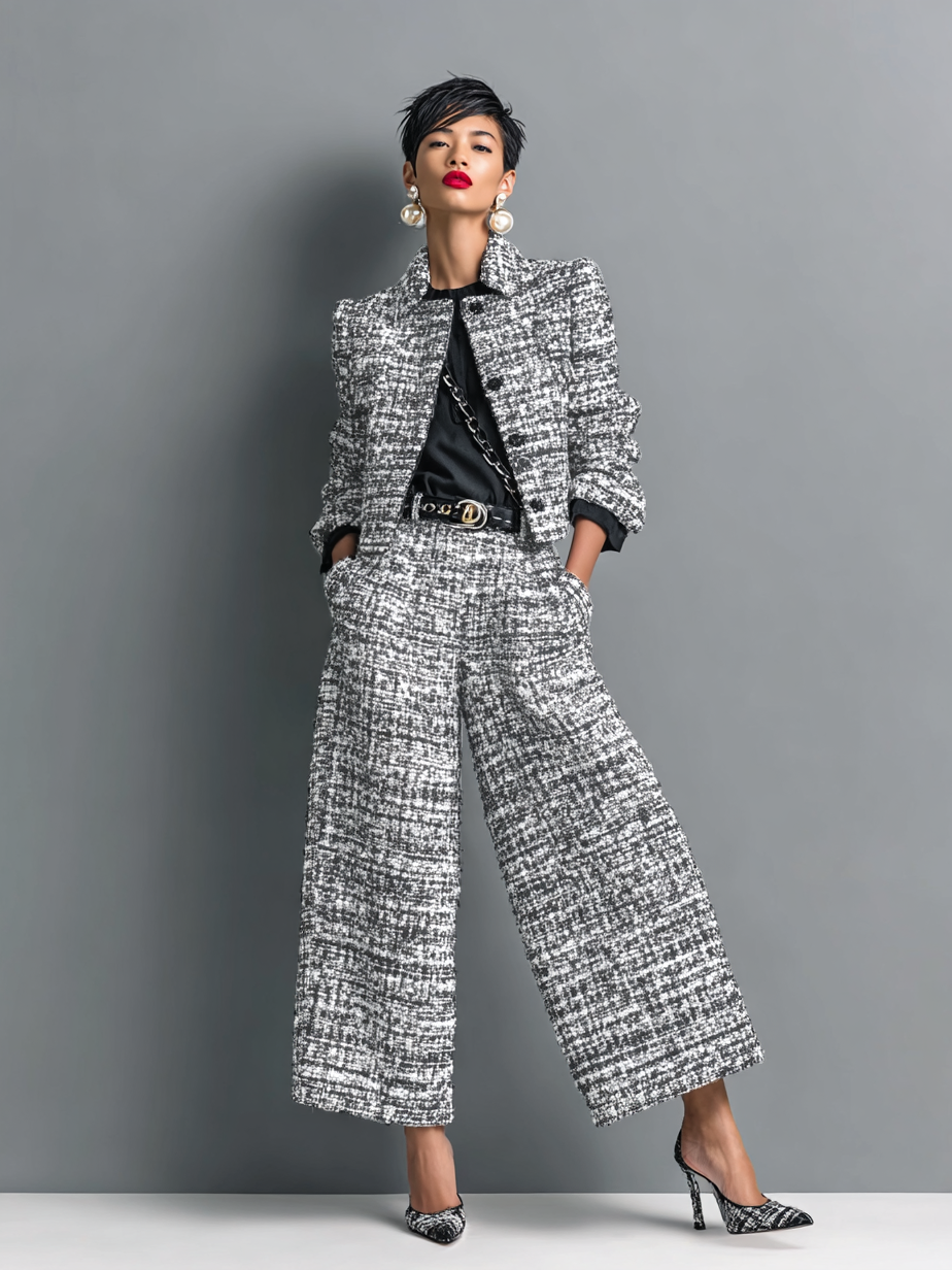 Chices Damen Hosenanzug Set, komfortabel und stilvoll. Moderner Zweiteiler mit eleganter Jacke und passender Hose.