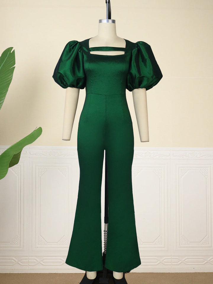 Damen Jumpsuit für besondere Anlässe: elegant, mit Statement-Puffärmeln und definierter Taille für Partykleidung.