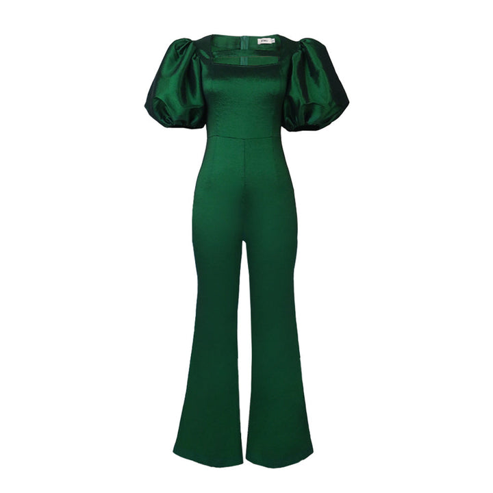 Festlicher Damen Jumpsuit: schmeichelhaft tailliert, mit eleganten Puffärmeln, ideal für Abend- und Partylooks.