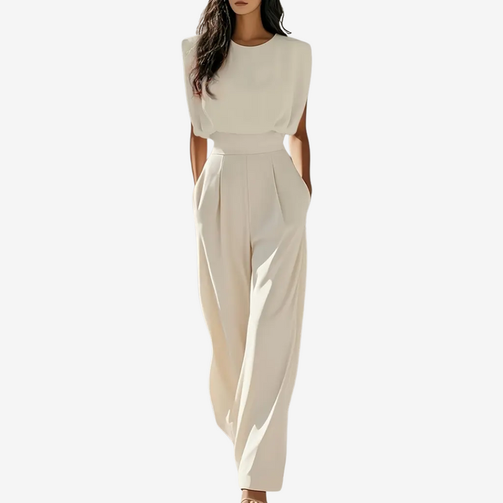 Eleganter Damen Jumpsuit mit Taillenschnürung für vielseitige Anlässe. Modischer Einteiler, bequem und stilvoll.