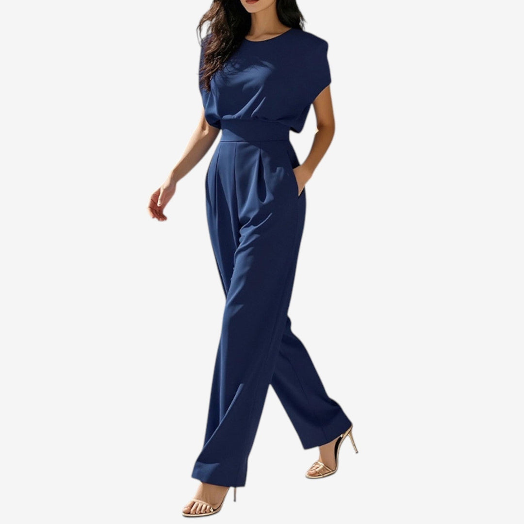 Eleganter Damen Jumpsuit, perfekt fürs Büro. Professioneller Einteiler mit Taillengürtel, modisch und bequem.