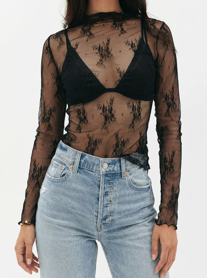 Eleganter Damen Jumpsuit & Spitzenoberteil in Schwarz, modernes Set mit praktischen Taschen für Abend-Looks.