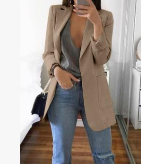 Damen Langblazer Elise, vielseitiger Blazermantel. Elegant für Business, stilvoll für Freizeit. Herbst & Frühling.