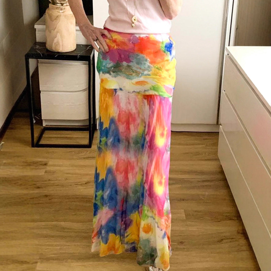 Fließender Floralrock für Damen, ein eleganter Maxirock mit Blumenmuster für den Sommer und Freizeitmode.