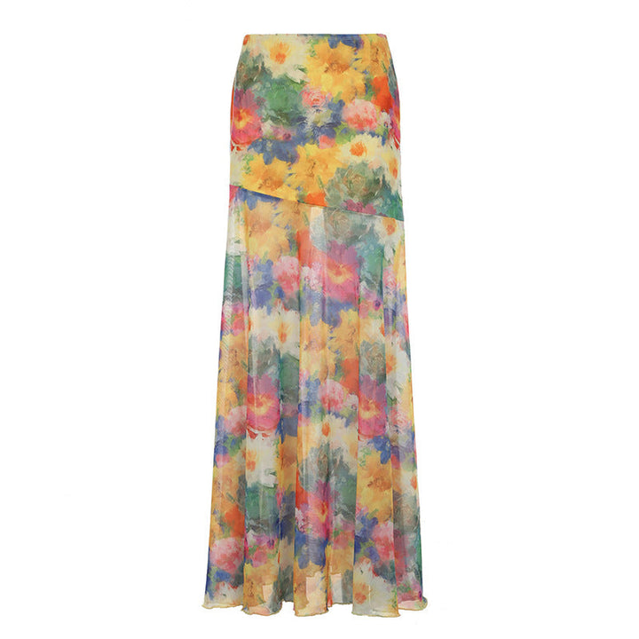 Vielseitiger Damen Freizeitrock, eleganter langer Maxirock mit Blumenmuster, ideal als Sommerrock.