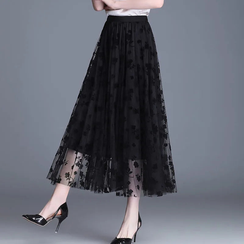 Trendiger Damen Midi-Rock Fiona aus Mesh, bequem & vielseitig. Ein eleganter Freizeitrock für stilvolle Damenmode.