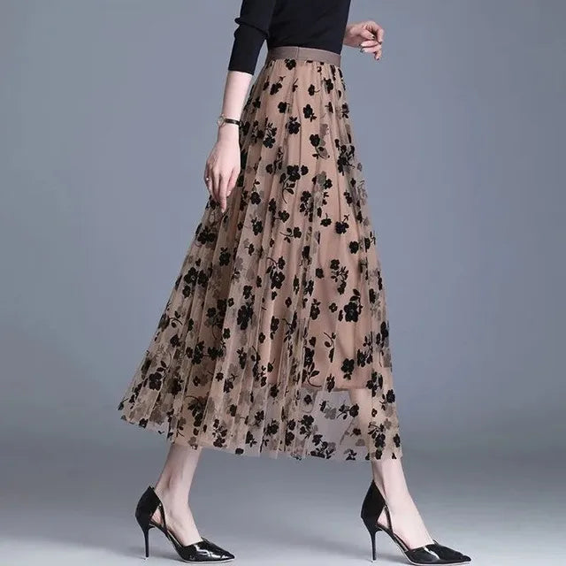 Vielseitiger Damen Mesh Midi-Rock Fiona, elegant & modern. Trendiger Sommer- & Frühlingsrock für stilvolle Anlässe.