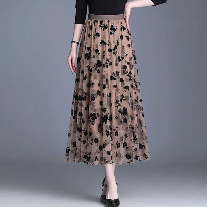 Moderner Damen Midi-Rock Fiona aus feinem Mesh, elegant & luftig. Idealer Freizeitrock für stilvolle Frühlingsmode.