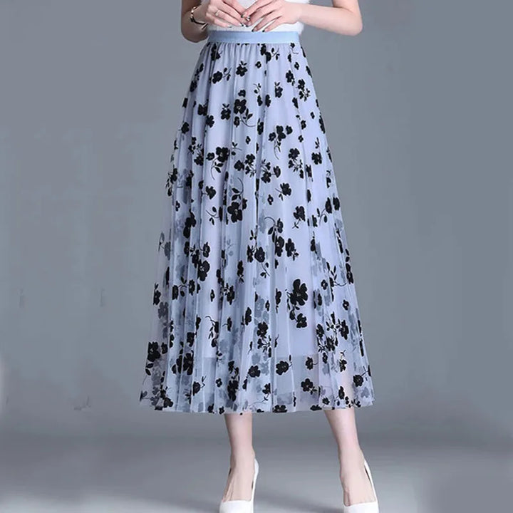 Eleganter Mesh Midi-Rock Fiona für Damen, vielseitig kombinierbar. Trendiger Sommer- & Frühlingsrock für Damenmode.