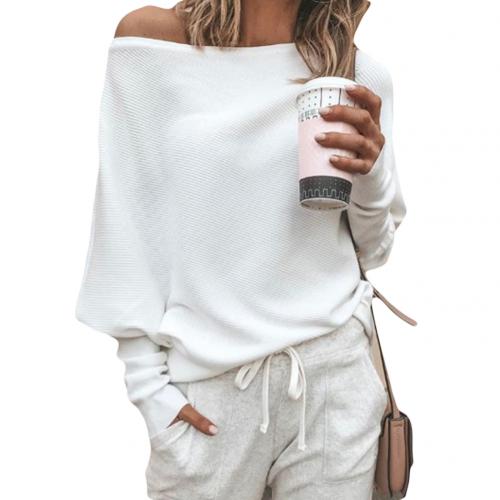 Bequemer und eleganter Damen Off-Shoulder Strickpullover, vielseitig kombinierbar für stilvolle Outfits.