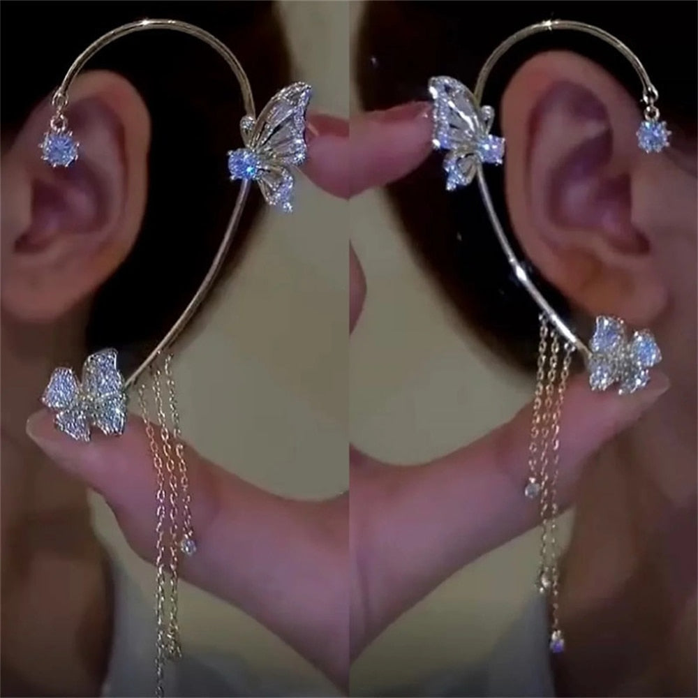 Funkelnder Ohrenclip für Damen, elegant & piercingfrei. Moderner Ohrschmuck, kein Piercing nötig, ideal für Party.