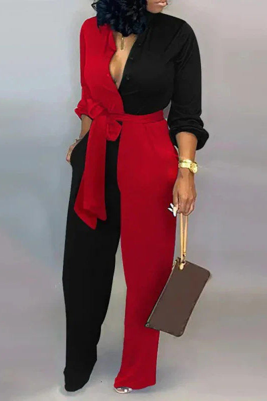 Modischer Damen Einteiler Ava im Business-Stil, tailliert mit weitem Bein, kombiniert Komfort und Eleganz.