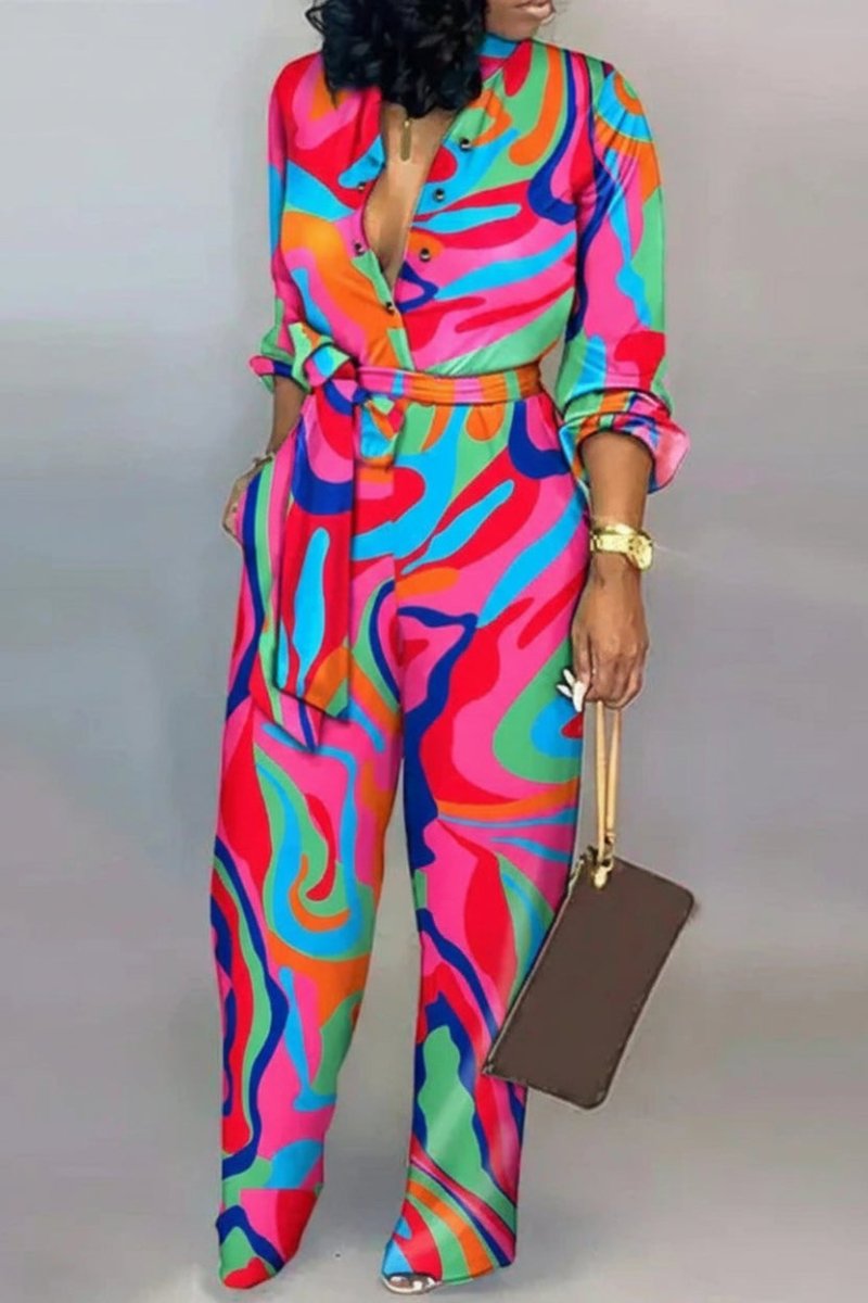 Vielseitiger Damen Jumpsuit Ava, elegant tailliert, mit weitem Bein und V-Ausschnitt, ideal für Büro oder Abend.
