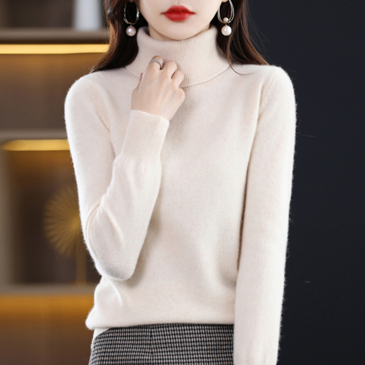 Gemütlicher Damen Rollkragenpullover für stilvolle Freizeitmode im Winter; elegantes Oberteil.