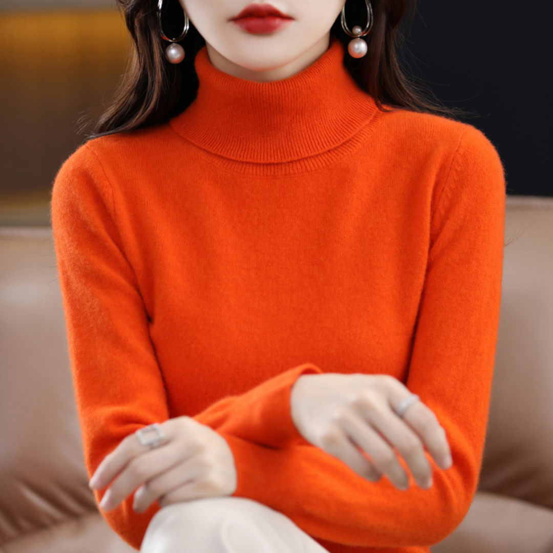 Eleganter Damen Rollkragenpullover, vielseitig kombinierbares Winter Oberteil für Damenkleidung.