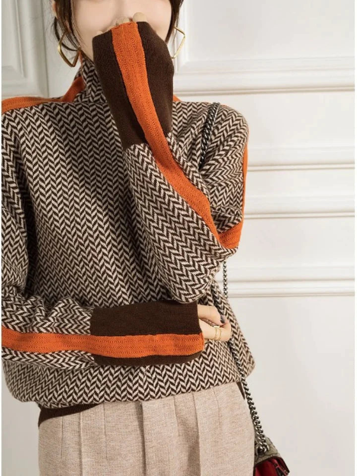 Eleganter Damen Rollkragenpullover, ideal für Herbst- & Wintermode. Gemütlicher Strickpullover, perfekt fürs Büro.
