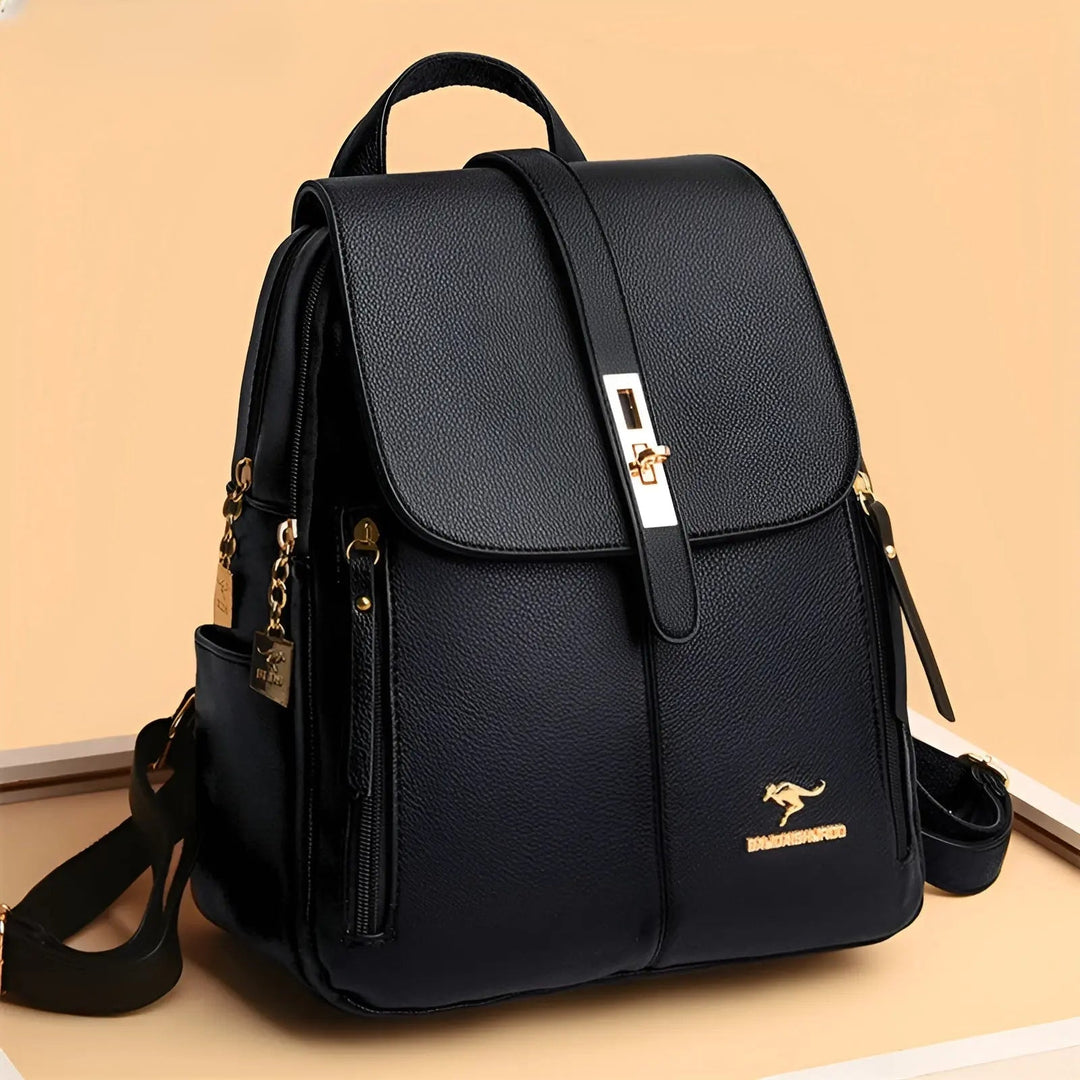 Organisierter Damen Rucksack in Dunkelblau, ideal als modischer Reisebegleiter mit vielen Fächern.
