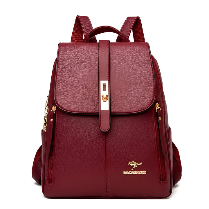 Stilvoller Damen Rucksack in Burgunderrot, bequemer Alltagsrucksack für eine elegante Erscheinung.