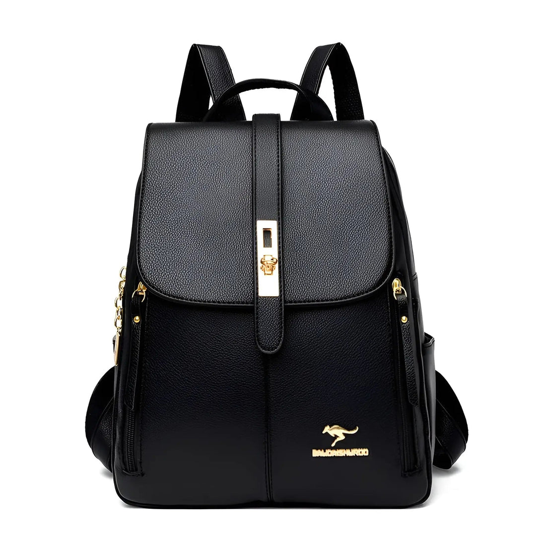 Modischer Damen Rucksack in Weiß, getragen als stilvolle Handtasche, perfekt für den urbanen Alltag.