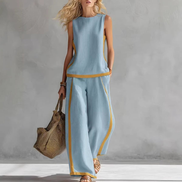 Modisches Damen Sommer-Set, ideal für Freizeit & Urlaub, mit weitem Bein und elegantem Schnitt.