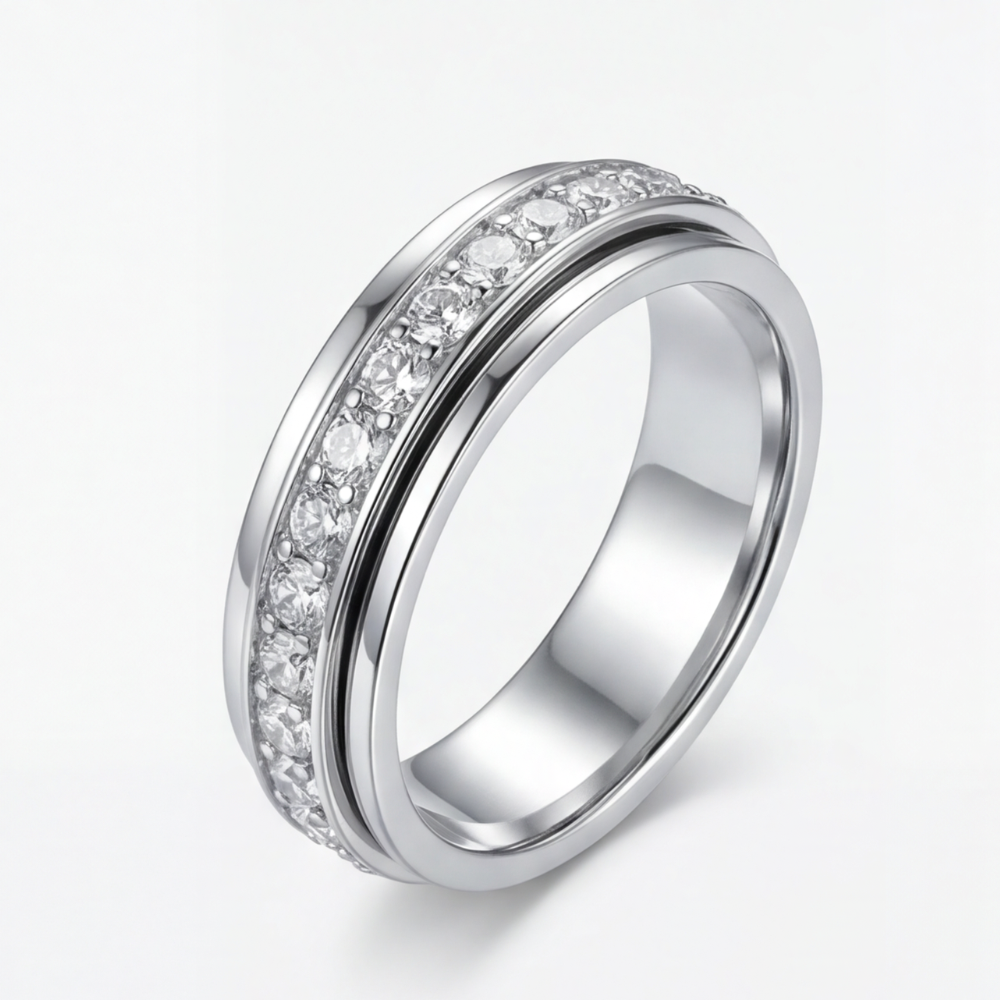 Glänzender Spinner-Ring für Damen in Gold, Roségold und Silber, beruhigender Antistress-Schmuck für alle Anlässe.