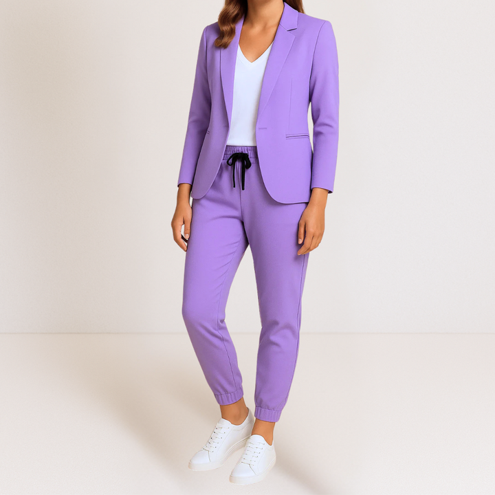 Damenmode für Frühling & Herbst: Bequemes Jogger & Blazer Set, stilvoller Zweiteiler für Komfort.