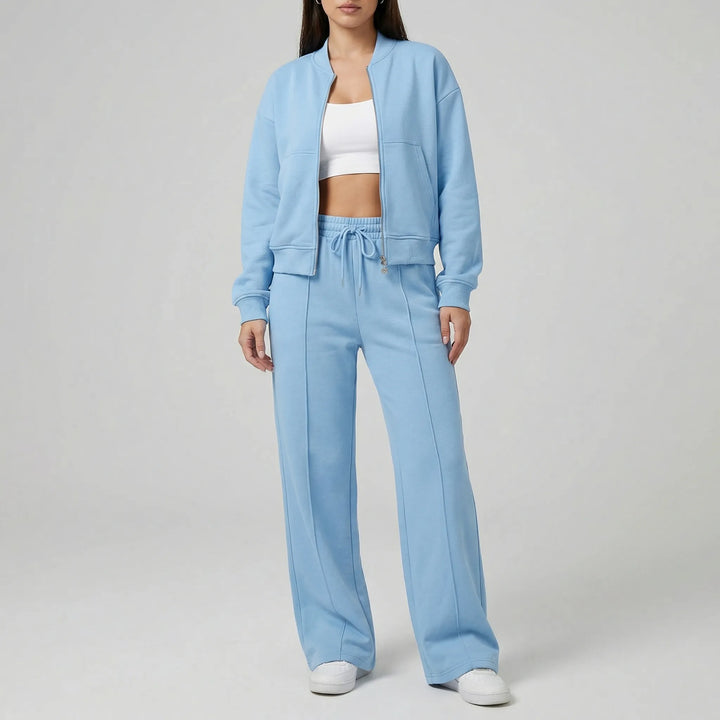 Stilvolles Damen Business Outfit-Set: Jacke & Hose im geraden Schnitt, perfekt für den Arbeitsalltag.