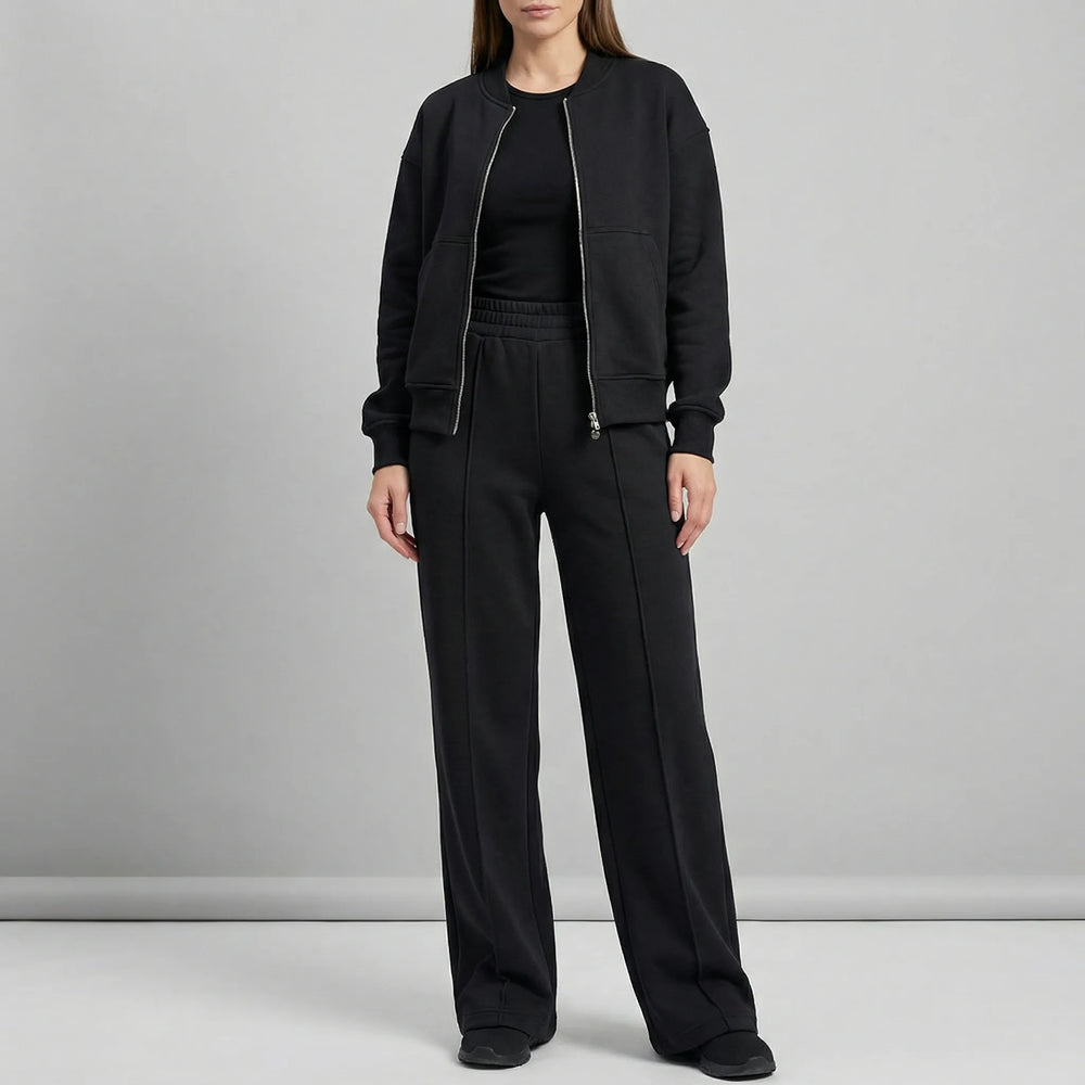 Damen Outfit-Set "Evie": Stilvolle Jacke & Hose im geraden Schnitt, perfekt für Herbstmode & Freizeit.