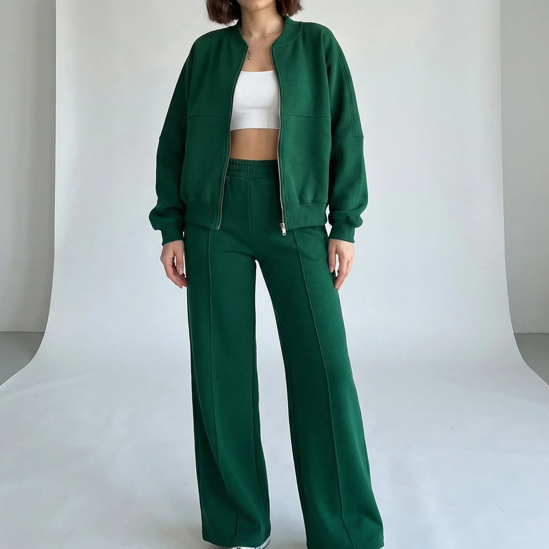 Damen Business Casual Set: Stilvolle Jacke und bequeme Hose mit geradem Bein, Regular Fit.
