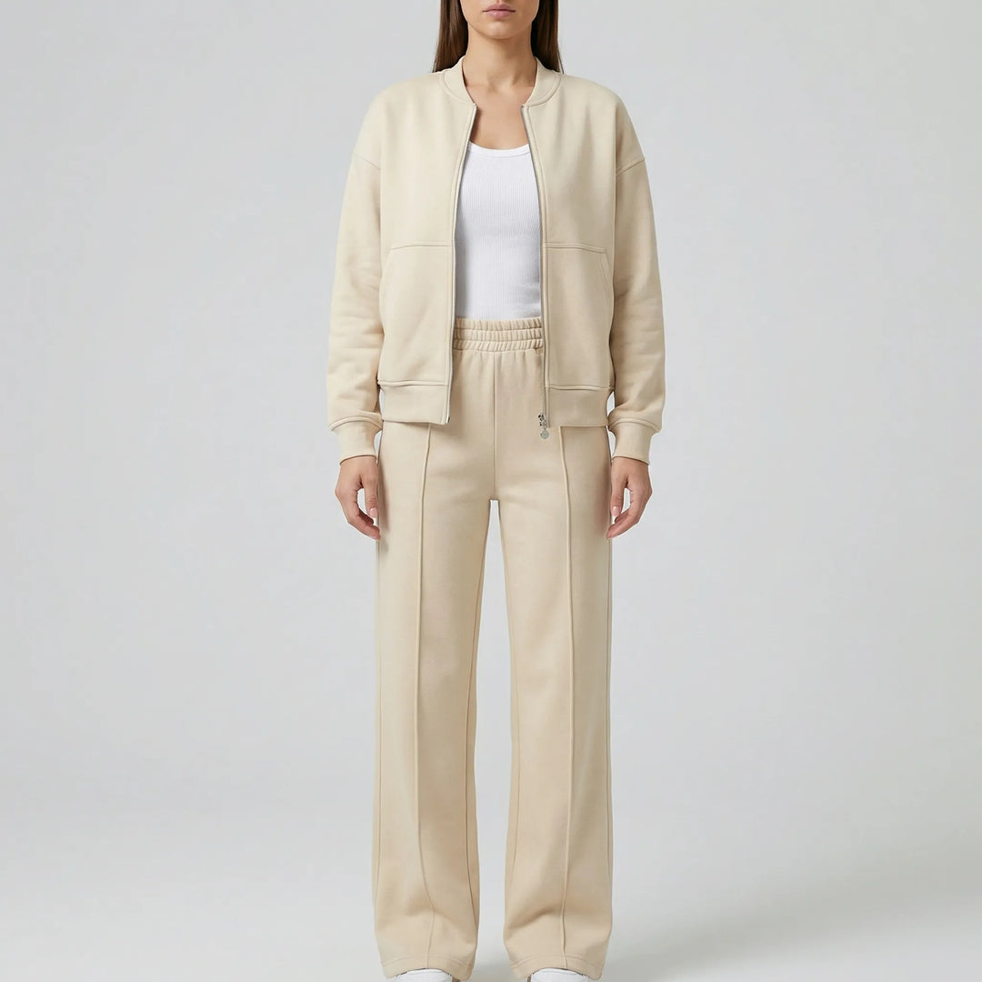 Eleganter Damen Zweiteiler: Gerader Schnitt Hose & Jacke Set "Evie" für moderne Damenmode.