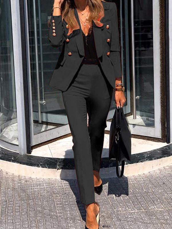 Elegante Business-Hose mit hohem Bund, Teil des modernen Damenanzug-Sets (Blazer & Hose) für Frühling/Herbst.
