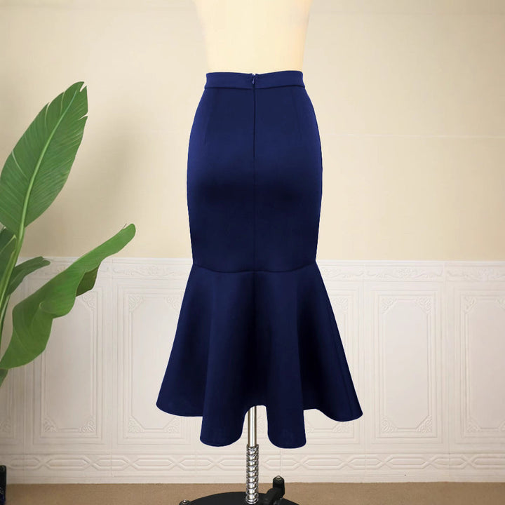 Figurbetonter Bleistiftrock für Damen, elegant. Mit Rüschenansatz und hohem Bund. Ideal für Business & festliche Anlässe.