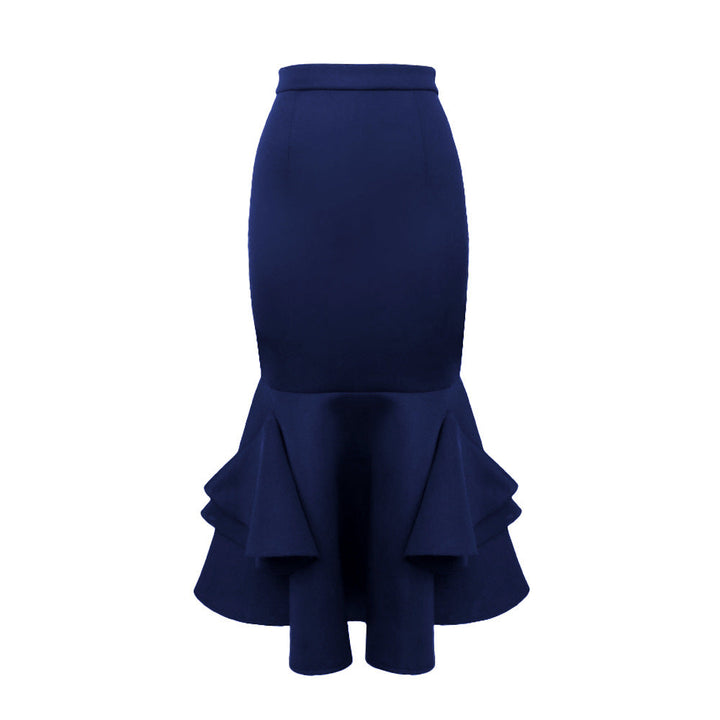 Damenrock elegant, figurbetont. Bleistiftrock mit Rüschen am Saum und hohem Bund. Perfekt für stilvolle Business-Outfits.
