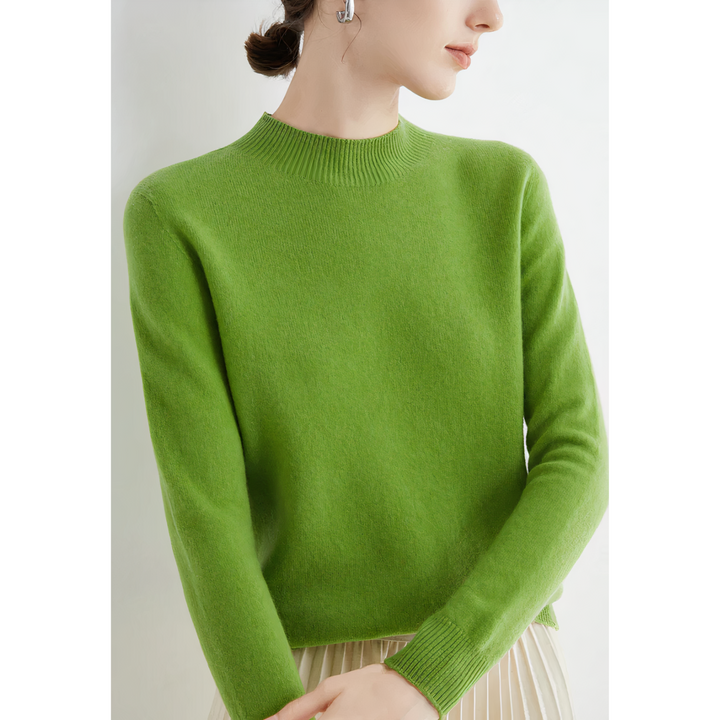 Perfekt sitzender Damen Winterpullover mit Halshoherkragen. Bequemer Strickpullover für Damenbekleidung.