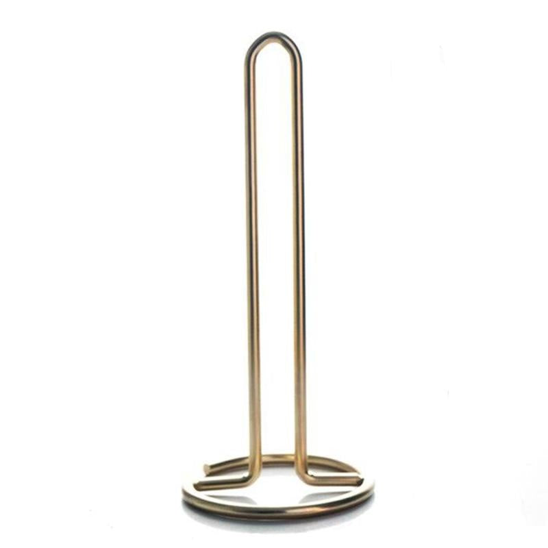 Eleganter goldener Küchenpapierhalter aus Metall, stilvolles Küchenaccessoire für organisierte Küche.