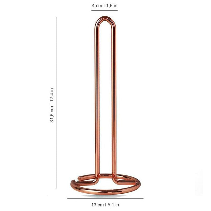 Dekorativer Papierrollenhalter in Gold-Roségold. Stilvolles Küchenzubehör und praktisches Organisationstalent.