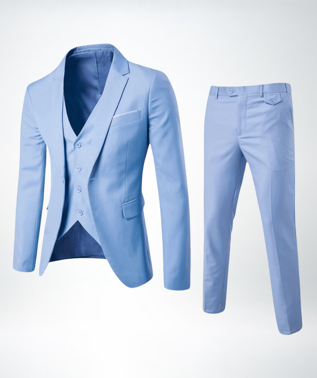Stilvoller & eleganter Herren Dreiteiler Anzug mit Weste. Vielseitiges Outfit für Business, Feiern & Hochzeiten.