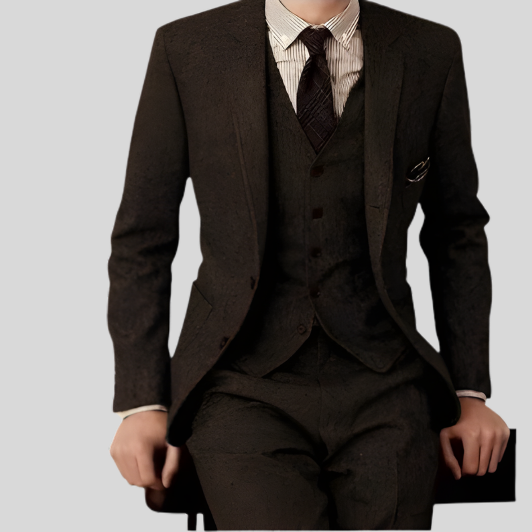 Moderner Herren Dreiteiliger Slim-Fit Anzug für einen stilvollen Auftritt bei Hochzeit & Business. Elegant.