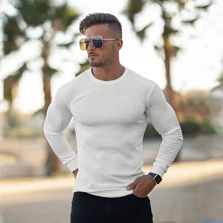 Eleganter Herren Feinstrick Pullover mit Rundhals, perfekt für Business und Freizeit im Herbst/Winter.