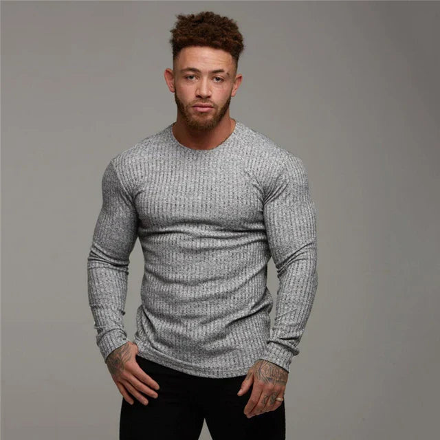 Modischer Herren Feinstrickpullover, Slim Fit Langarm Oberteil für stilvolle Herbst/Winter Mode.
