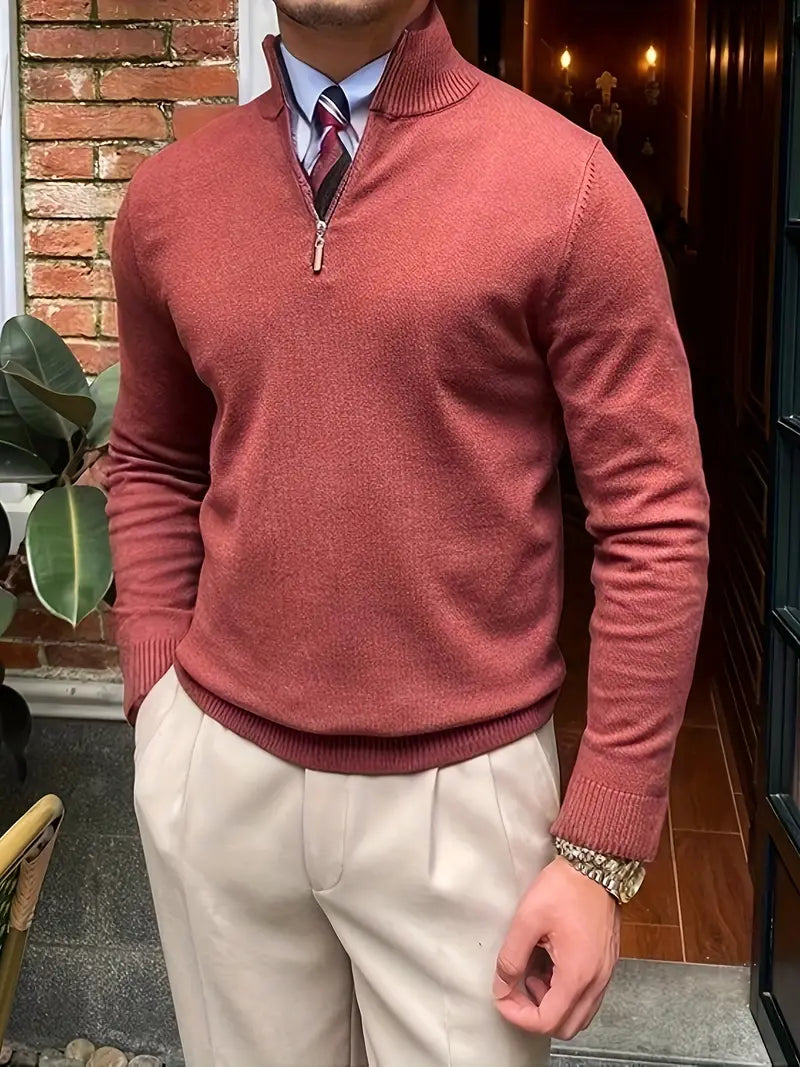 Moderner Herren Halbzip Pullover Leonardo in Strickware, ideal für komfortable Herrenmode und lässige Oberteile.