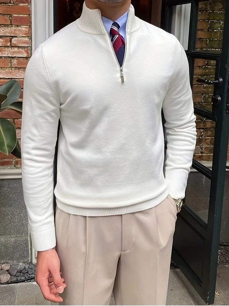 Komfortabler Herren Halbzip Pullover Leonardo; vielseitig für stilvolle Casual- und Business-Casual-Outfits geeignet.
