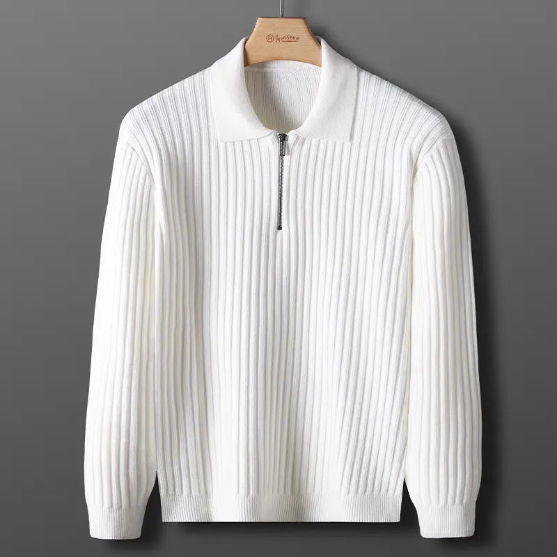 Eleganter Herren Polopullover mit Reißverschluss, modisch & komfortabel, langarm. Ideal für Business Casual Herbst/Winter.