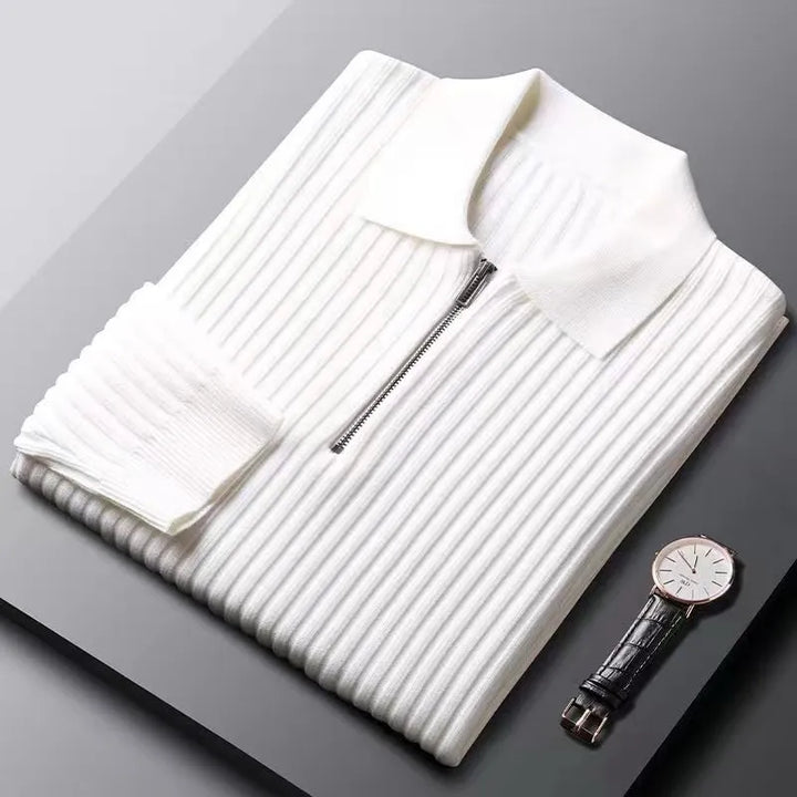 Herren Reißverschluss-Polopullover, modisch & bequem. Langarm Oberteil für elegante Herbst- & Winter-Herrenmode.