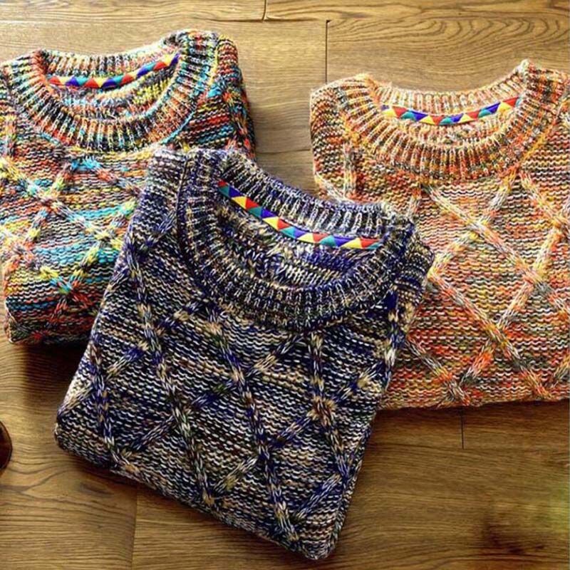 Stylischer Herren Pullover, blau-orange; bequemes Oberteil für elegante Anlässe.