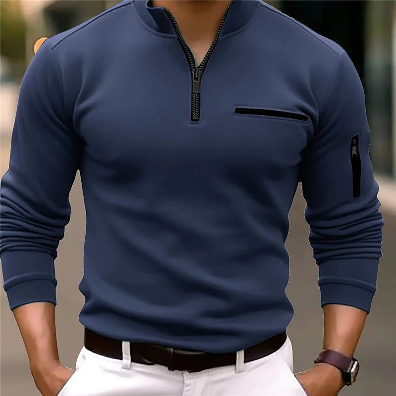 Luxuriöser Herrensweater Davy mit Reißverschluss, weich, bequem, perfektes Langarm-Oberteil für Freizeit.